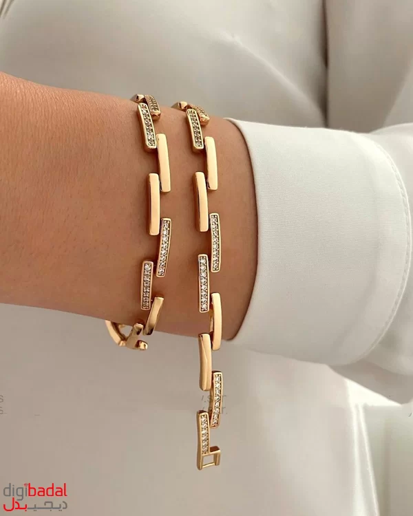 دستبند ژوپینگ طرح طلا مدل پله ای