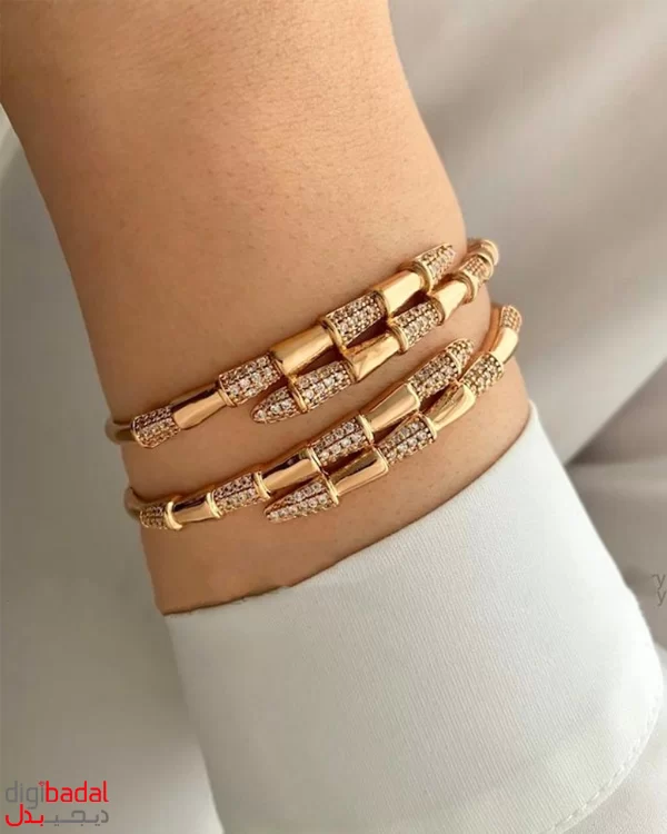دستبند النگویی ژوپینگ مدل بولگاری نگینی